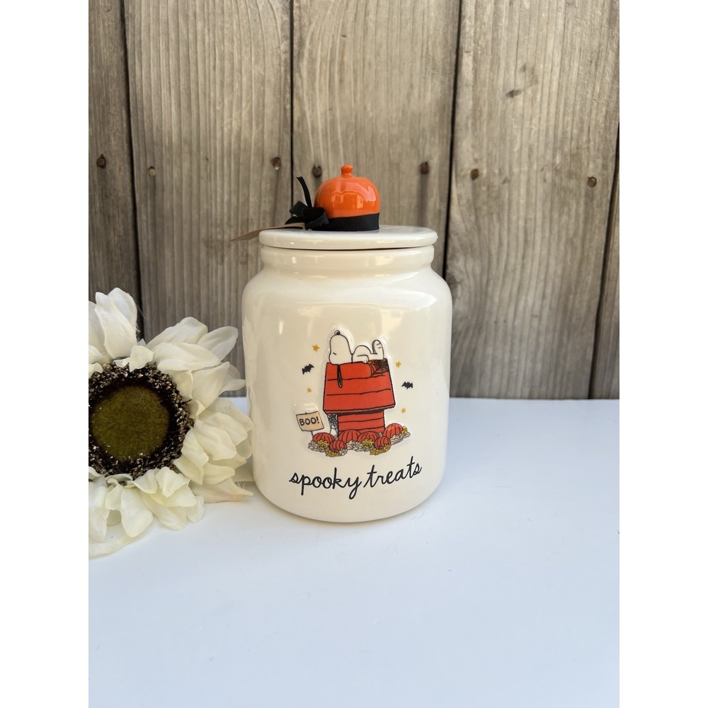 Halloween Rae Dunn Peanuts Happy Treats Canist New 7in